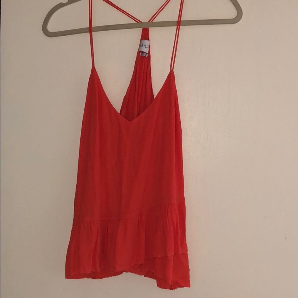 Orange ruffle top